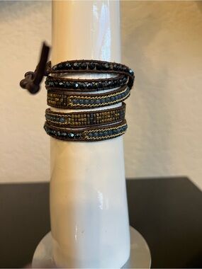 Nakamol Black and Gold Multi-Strand Wrap Bracelet